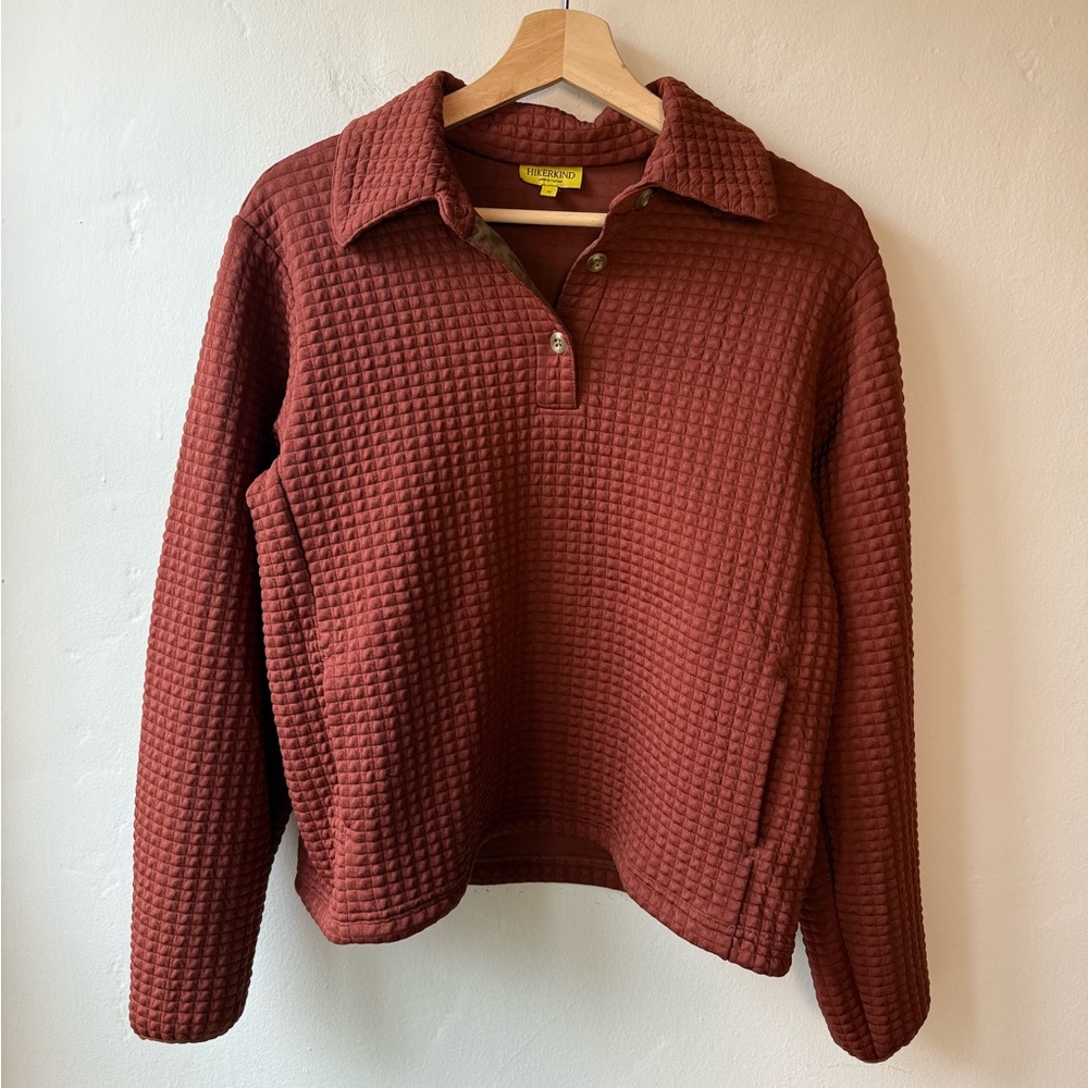 Hikerkind, Midlayer 01, Waffle Pullover, Redwood, Medium